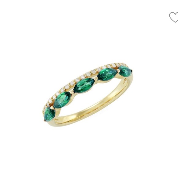 14K Yellow Gold, REAL DIAMOND and EMERALD Band Ring - Picture 3 of 9